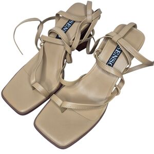 Senso Lace Up Strappy Sandal Heels Womens EU 37 Leather Square Toe Block Heel